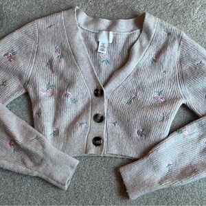 H&M Pink Floral Button-Up Cardigan